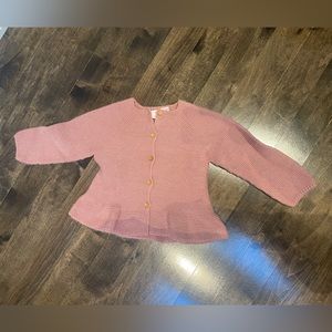 Zara girls pink knit peplum sweater
